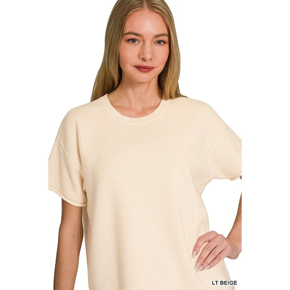 Zenana Viscose Round Neck Top & Pants Set - Small‎